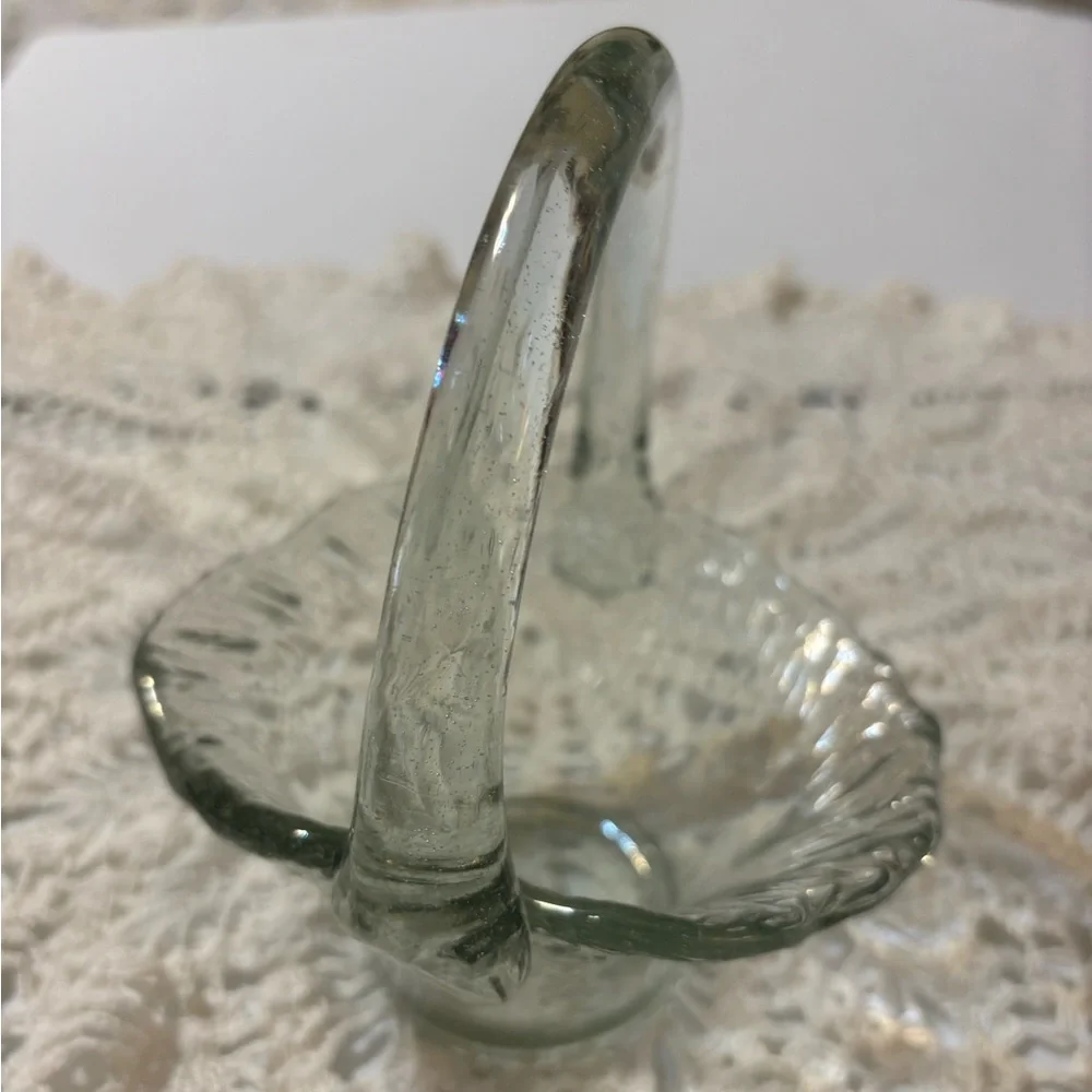 Vintage Blown Glass Basket Made in Mexico